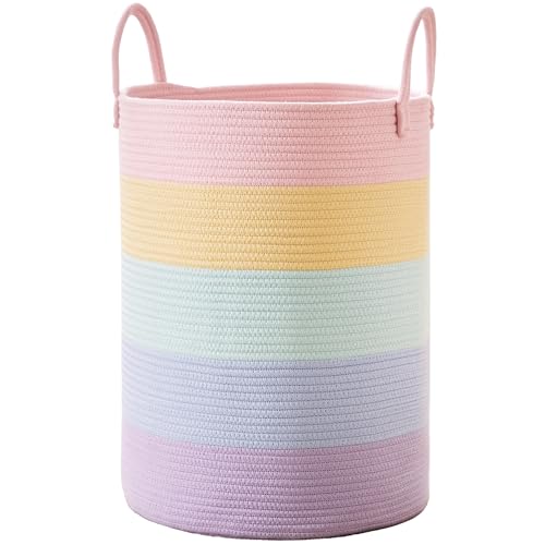 80L Extra Large Rainbow Hamper Laundry Basket for Girls Kids - color: Pastel Rainbow, size: Extra Large (80L)
