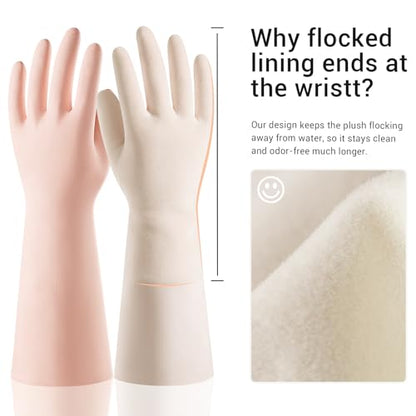 ThxToms 2 Pair Nitrile Dishwashing Cleaning Gloves,with Cotton Flocked Liner,Skin-Friendly & Anti-Slip Design,Y&P - size: Medium