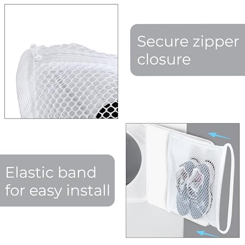 Smart Design Sneaker Dryer & Wash Bag w/ Elastic Straps - Durable Fabric - for Shoes, Clothing, & Laundry - Home Organization (15.5 x 15.5 Inch) [White] - size: 15.5 x 15.5 inch - white