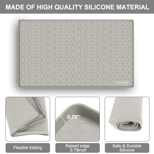 Under Sink Mat, 34"x22" Waterproof Tray for Cabinet, Holds 3 Gal - color: Khaki, size: 22"W x 34"L