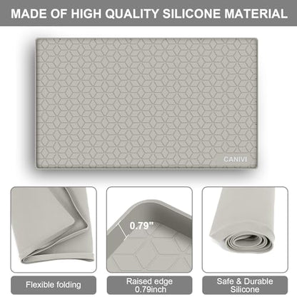 Under Sink Mat, 34"x22" Waterproof Tray for Cabinet, Holds 3 Gal - color: Khaki, size: 22"W x 34"L