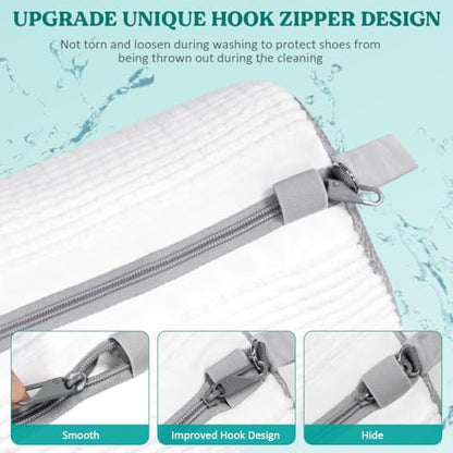 Shoe Washing Machine Bag 2 Pack, Laundry Shoe Bag for Washer and Dryer - color: White2pcs