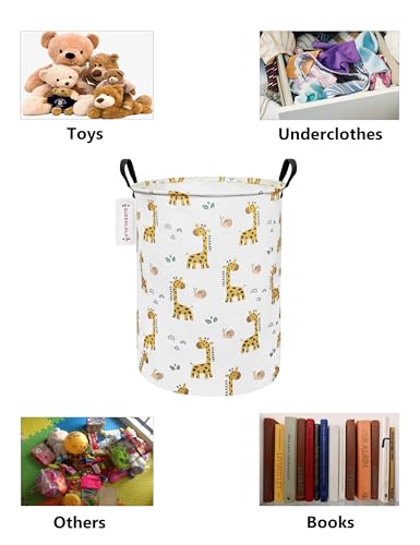 Foldable Waterproof Round Fabric Laundry Basket Home, Yellow Giraffe - color: Round-Yellow Giraffe