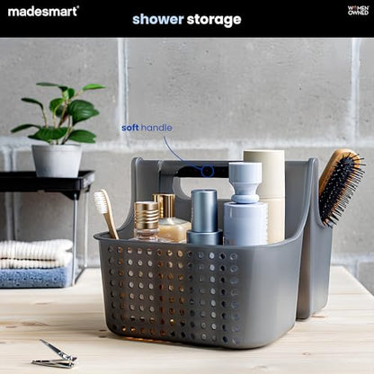 madesmart Shower Tote with Soft Grip Handle, Smoke - color: Carbon, size: Small