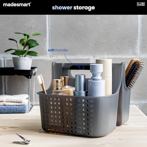 madesmart Shower Tote with Soft Grip Handle, Smoke - color: Carbon, size: Small