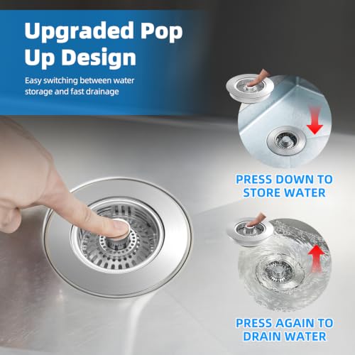 Hibbent Metal Kitchen Sink Drain Strainer and Stopper, Stainless Steel - color: Stainless Steel
