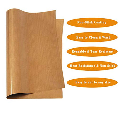3 Pack PTFE Teflon Sheet 12 x 16" and 3 Rolls 10mm X 33m Heat Resistant Sublimation Thermal Tape for Heat Press Transfer,Non Stick Paper Reusable Craft Mat,Protects Iron,for Machines - size: 12 x 16 inch