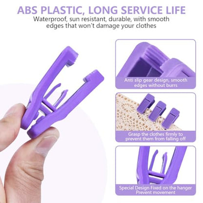 KISEER 40 Pcs Plastic Baby Hanger Clips Slim-line Finger Clips Set for Clothes Hanger Velvet Hanger (Purple) - color: Purple, size: 40 Pcs