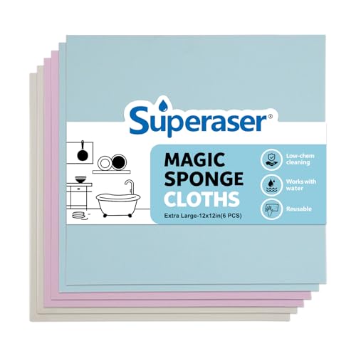 Oversized Magic Cleaning Pads, Melamine Foam Cloths, 12x12 in, 6 Pack - color: 12x12" Multicolor, size: 6 Pack