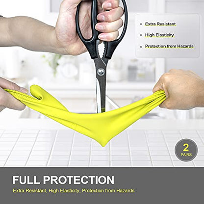 Mamison Rubber Dishwashing Gloves, Non-Slip Kitchen, Green Large, 2 Pairs - color: Green, size: Large (Pack of 2)