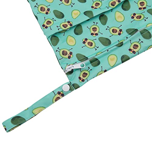 ALVA 2pcs Cloth Diaper Wet Dry Bags Waterproof Reusable with Two Zippered Pockets Travel Beach Pool Daycare Soiled Baby Items Yoga Gym Bag for Swimsuits or Wet Clothes - color: Avocados and starfish