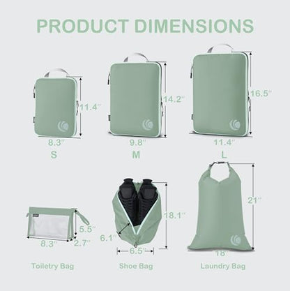Cipway Compression Packing Cubes for Travel (8 Piece,Sage Green) - color: Sage Green, size: 8PCS