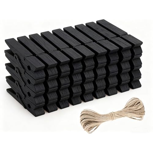 jijAcraft 2.9 Inch Large Clothes Pins - 50Pcs Wooden Clothespins - color: Black Brown, size: 2.9 inch, 50 pcs