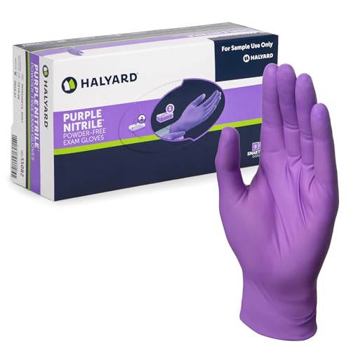 HALYARD PURPLE NITRILE Gloves Powder Free Disposable Medical Exam Gloves Dental Chemo Protection 5.9 mil 9.5 In - size: Small (Pack of 100)