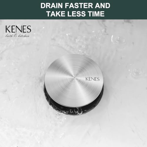 KENES Brushed Nickel Bathroom Sink Drain Pop Up Sink Drain with Overflow - color: Brushed Nickel, size: Big Pop up Cap (With Overflow)