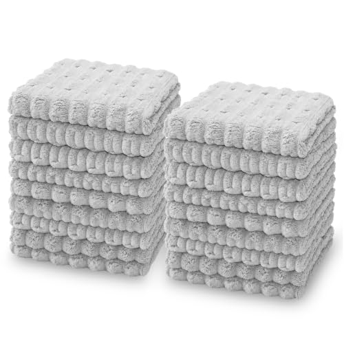 kimteny Microfiber Dish Cloths for Washing Dishes 18 Pack, Light Grey - color: Light Grey, size: 12 x 12 - 18 Pack