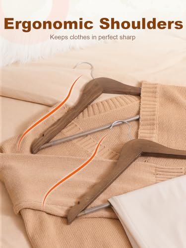 HOUSE DAY Walnut Wooden Hangers 30 Pack, Heavy Duty Wooden Coat Hangers - color: Walnut, size: 30 Pack