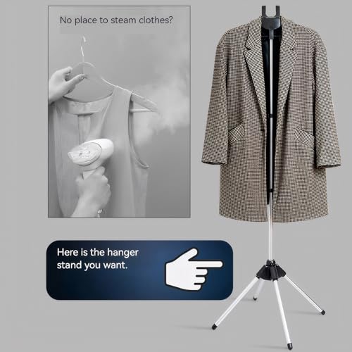 Clothes Steamer Stand Hanger with Steamer Ironing Glove for Steaming Clothes, Handheld Garment Steamer Rack with Grey Mini Handhelded Ironing Pad Board - color: Silver Glove+ Black Rack