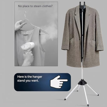 Clothes Steamer Stand Hanger with Steamer Ironing Glove for Steaming Clothes, Handheld Garment Steamer Rack with Grey Mini Handhelded Ironing Pad Board - color: Silver Glove+ Black Rack