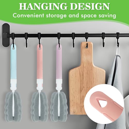 Sponge Bottle Brush Cup Cleaning Brush Long Handle Baby Bottle Cleaning Brushes Detachable Bottle Scrubber for Water Bottles, Glasswares, Mugs (Brush 4PCS) - color: Brush 4pcs