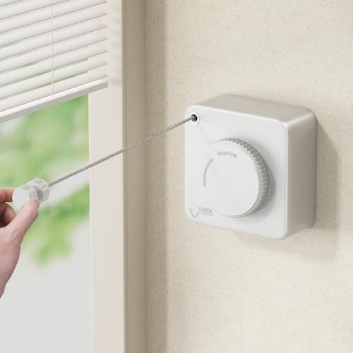 MUSTORN Retractable Clothesline Indoor, Non-Sagging Outdoor Clothes Line Retracting Heavy Duty Clothes Drying Laundry Line Wall Mounted Stainless Steel Line-13.8 Feets(Square-White) - color: White