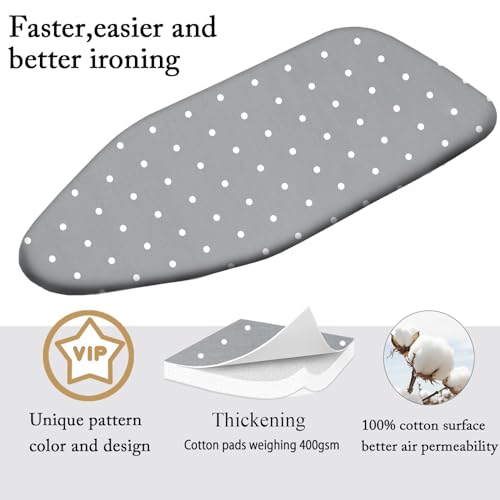 Small Ironing Board Cover Scorch Resistant, Table top Ironing Board Cover with Padding Heat Reflective Heavy Duty Pad (Gray dot, 12.5"x32") - color: Gray Dot