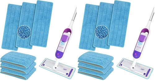 12 Pack Reusable Microfiber Mop Pads Compatible with Swiffer PowerMop, Machine Washable Replacement Pads for 13"-15" Spray Mop, Dry Wet Mopping Cloths Compatible with Multiple Floor Types - size: 6 Count (Pack of 2)