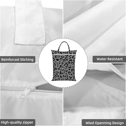 Black Leopard Cheetah Travel Laundry Bag Washable Dirty Clothes Bag for Gym - color: Black Leopard Cheetah