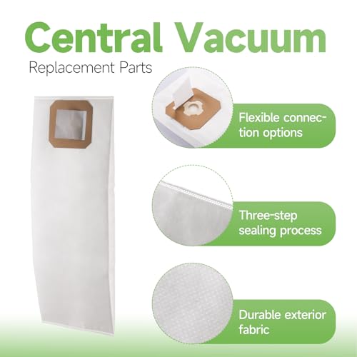 9520 Central Vacuum Bags (4 Pack) Compatible with Vacuflo Series
