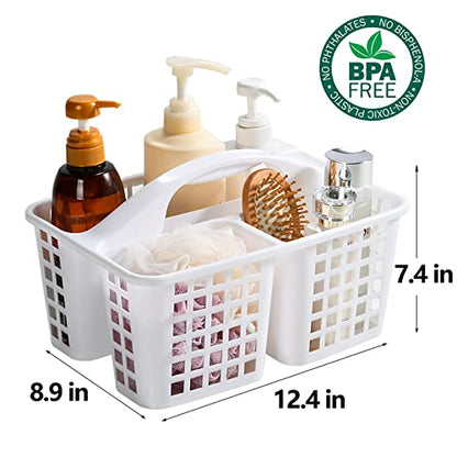 Portable Shower Caddy Basket Plastic Storage Basket with Compartments White - color: White