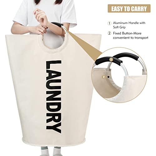 Maxsilan 125L X-Large Laundry Basket Bag, Collapsible Tall Hamper, Beige - color: Beige, size: 125L
