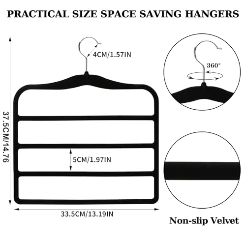 Closet Organizers and Storage, 2 Pack Pants-Hanger-Space-Saving - color: Black+sliver