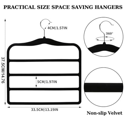 Closet Organizers and Storage, 2 Pack Pants-Hanger-Space-Saving - color: Black+sliver