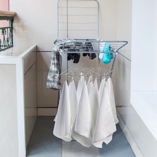 Tosnail 4 Pack Stainless Steel Clip and Drip Hangers with 30 Clips, Clothes Drying Rack Laundry Accessories