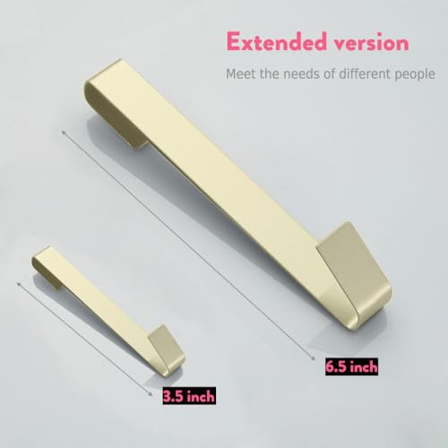 Extended Shower Hooks 6.5 in, Towel Hook, Over Glass Door Hook for Bathroom, Suits Frameless Glass Shower Door 0.39" (10 mm) Stainless Steel Gold, 3 Pack - color: Gold, size: Extended