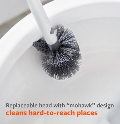 Full Circle Quick Drying Toilet Brush, Replaceable Head, White - color: Starter Kit, style: Toilet Brush