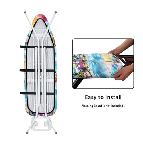 City Scenery Ironing Board Cover with Elastic Edge, Stain Resistant, Effortless Ironing Experience, Applicable Standard Size Iron Board Cover - color: City Scenery