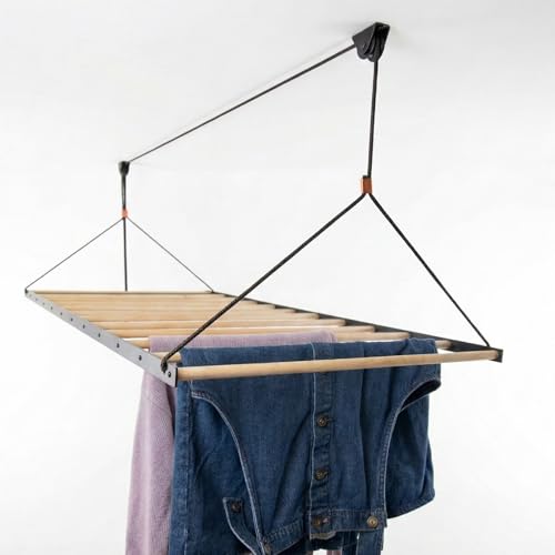 Ceiling Laundry Drying Rack w/Pulley System (48 INCHES) - size: Premium (48"x24")