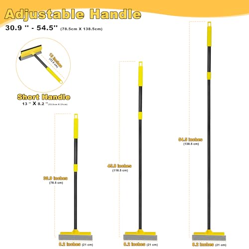 NEWE Window Squeegee with Extension Pole, 54.5 inches Car Windshield Washer Kit with Sponge, Extendable Shower Glass Cleaner Tool for Home Cleaning Mirror Auto Truck (Short Handle Included)
