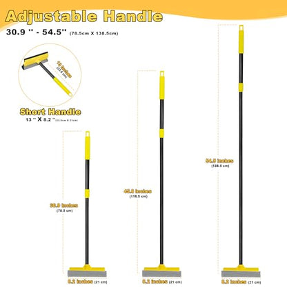NEWE Window Squeegee with Extension Pole, 54.5 inches Car Windshield Washer Kit with Sponge, Extendable Shower Glass Cleaner Tool for Home Cleaning Mirror Auto Truck (Short Handle Included)