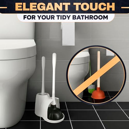 2 in 1 Toilet Plunger and Brush Set White, 9.3×6.3×15.2 in - color: White With Plunger