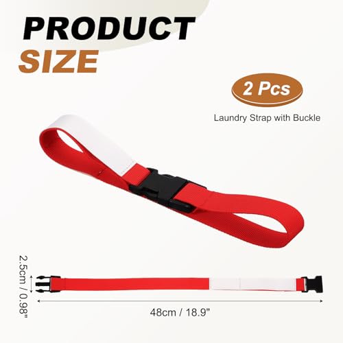 uxcell 2 Pcs Laundry Strap with Buckle, Multipurpose Laundry Strap Replacement Wash Care Utility Household Cleaning Loop Athletics Accessories Tools Storage, Red - color: Red