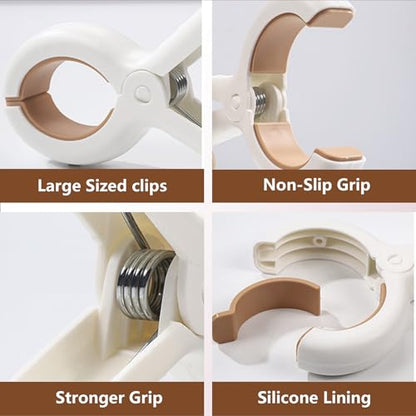 Large Beach Towel Clips Heavy Duty Plastic Towel Clips for Beach Pool Chairs on Cruise Boat Windproof Beach Clips Pins with Stronger Spring Hold Tightly Beach Cruise Essentials (12, Blue and Khaki) - color: Blue and Khaki