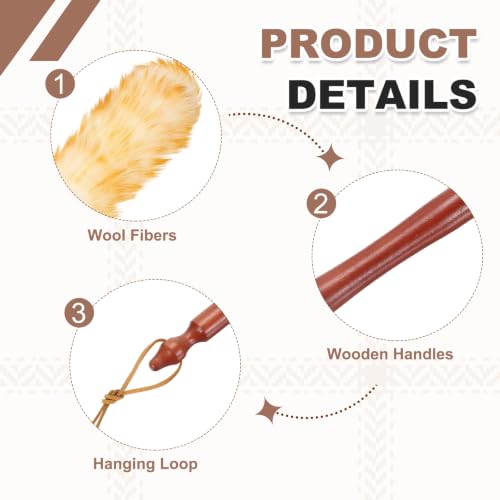 uxcell Wool Duster, 24.4" Natural Feather Cleaner Household Cleaning Duster with Solid Wooden Handle for Cleaning Fans Window Blinds Shelves Furniture, White Gold - color: White Gold, size: 24.4"