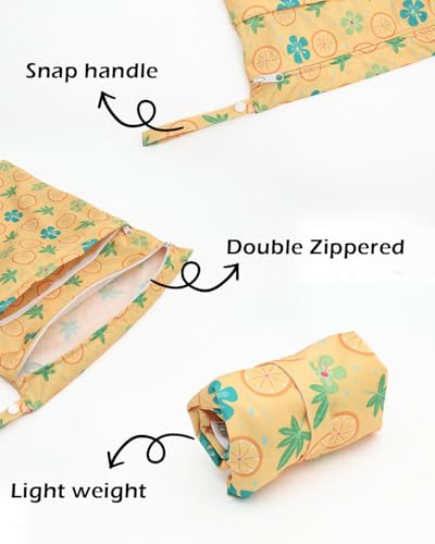 ALVABABY 3 Pack Wet Dry Bags for Cloth Diapers, Swimsuits & Gym Clothes, Waterproof Reusable Baby Diaper Bag with 2-Zippered Compartments, Hanging Strap, Machine Washable, Small/Medium/Large for Dayca - color: Classical symbol 05