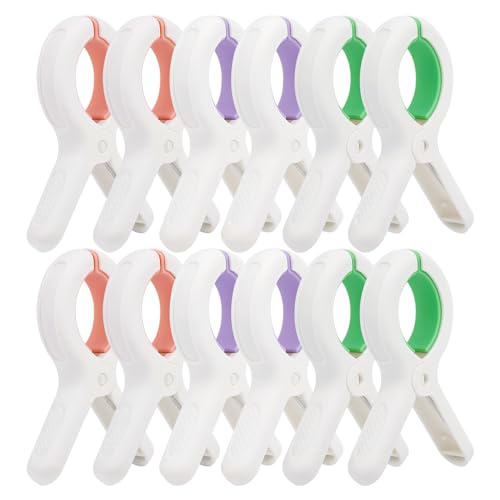 Beach Towel Clips for Chairs Cruise-Clothespins 12 pcs Heavy Duty Laundry Clamps Clothes Pegs Chair Clips Towel Holder Windproof Clothes Pins for Lounge Chair 3 Colors - size: 12pcs-S