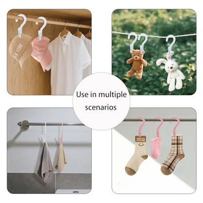 Andiker 4pcs Laundry Hooks with Clips, 5.2" Super Strong Clamping Plastic Single Clip Hangers Portable Travel Hangers with Clips to Hang Socks Towels Boots and Dry Wet Clothes (White) - color: White