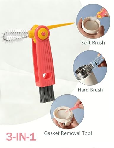 Baby Bottle Brush Set with Suction Base, Hidden Cleaner & Straw Brush, Pink - color: Pink