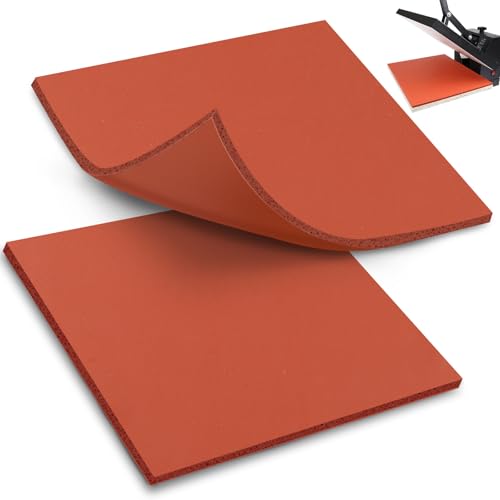 UNIFAMILY 2pack Heat Press Mat 15x15IN, Silicone Heat Press Pad, Washable Double-Sided Heat Mat for Heating Press for Vinyl HTV Transfer, T-Shirt Iron, Sublimation Projects - color: Red