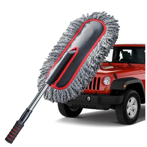 YeewayVeh Car Duster, Scratch-Free Microfiber Cleaning Brush, Gray/Red - color: Gray / Red, size: 1 Pack